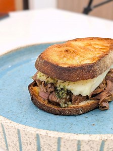 Shredded kansi and kesong puti sandwich unique Filipino recipe