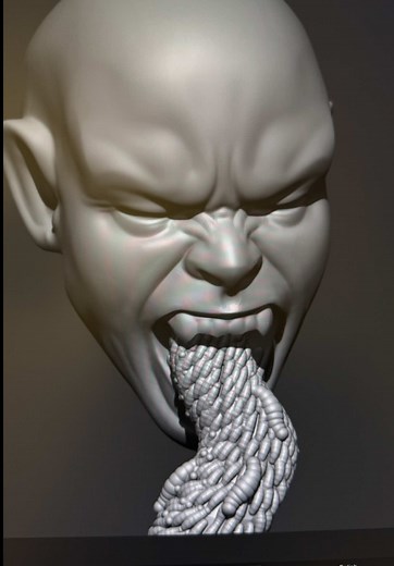 Face and Nano Mesh Maggots 3D Sculpt in ZBrush