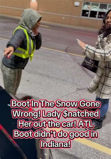 Indiana woman booted in snow. She was not happy! #Chicago #foryoupage #fyp #atlbootcouple #viral