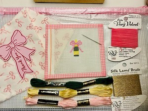 Mini Needlepoint Canvas Stitch Kit- Champagne and Bows (beginner Friendly) - Etsy
