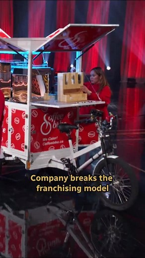 16K views · 64 reactions | Is he onto something here?  Vancouver’s Vladislav Priadko disrupts the franchise model by offering a lower cost of entry, customization, and optionality. Stream Coffee Bike’s full pitch now on CBC Gem. | Dragons' Den | Facebook