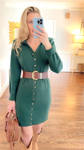  SHOP  https://urlgeni.us/amzn/greensweaterdress2 (Amazon affiliate link) ✨ beautiful + affordable classic Amazon sweater dress! Love the button detail and collar neck line  comes in more color options! Perfect for fall and winter ✨ #FallFashion #OutfitInspiration #AmazonFashion #FallOutfits | Kinsey Walsh Blog | Facebook