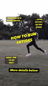 Even in my 60s I makes sure I run strides regularly to keep up my leg speed…. But what are they: Strides are 10-20 second accelerations where you start at a jog, build to about 90- 95% of your max speed, then gradually slow to a stop. Benefits: - speed development - help increase cadence/turnover - increase your running economy - improve your form - they metabolically prepare you to run fast When should you run strides: - after an easy run - before an interval session - before a race How often: 