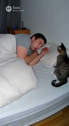 Cat Slaps Sleeping Human | Real CCTV