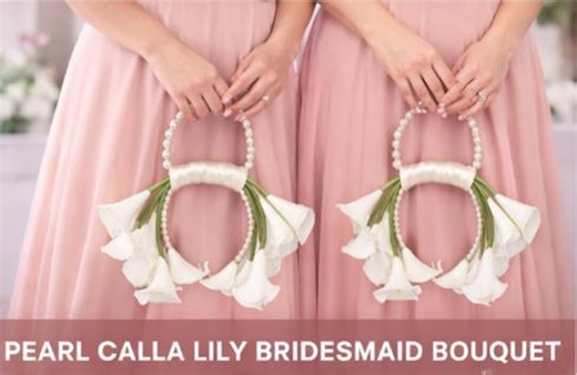 White Calla Lily Bridal Bouquet, Pearl Handle, Modern Minimalist Wedding Flowers, Bridesmaid Bouquet - Etsy