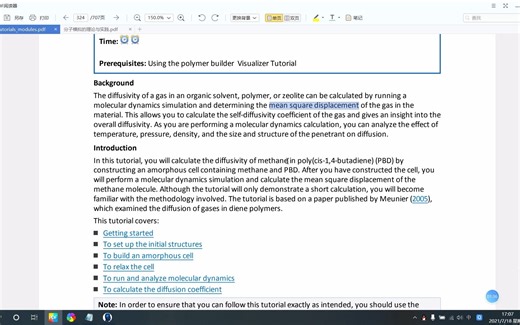 5 Calculating the diffusivity of a gas in a polymer