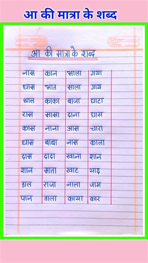 आ की मात्रा वाले शब्द | Aa ki Matra ke Shabd in Hindi | Aa ki Matra Wale Shabd in Hindi #aakimatra