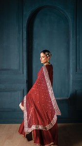 63 reactions | Rust never looked so good! 李 Introducing Adaraa, a breathtaking hand-worked kaalidar. Dress it up traditionally with a chaddar or add a pop of color with the included pure chiffon gotta-shaded dupatta. Live Now!✨ #renee #adaraa #formalscollection #summerformals #rust #zuribyzainab | Zuri by Zainab Fawad | Facebook