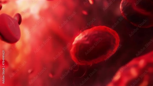 A detailed look at the surface of a red cell revealing the presence of complex proteins and glycoproteins that act as receptors for . AI generation.