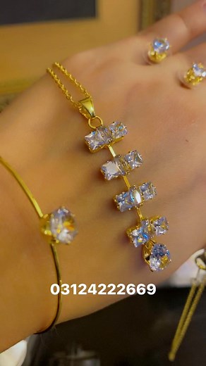 1.7K views · 27 reactions | Elegance zirconia combo with bracelet ... www.ayeshascollection.com.pk. : 0312 4222669.Make a statement with our Crush Designer Earrings!  Elevate your look with a touch of elegance and sophistication. Perfect for adding a glamorous finishing touch to any outfit.#Earringdesigns #jewelleryshop #CrushEarrings #DesignerEarrings #ayeshascollection❤️ #StatementJewelry #Eleganc | Signature Jewellery by Ayesha | Facebook