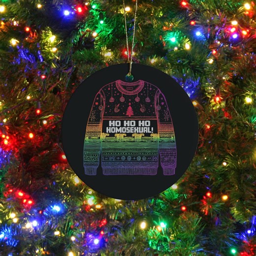 Gay Ornament, Ho Ho Homosexual Christmas Sweater, Queer Transgender Rainbow, Funny Ornament, Secret Santa Gift, LGBT Couples Ornament - Etsy UK