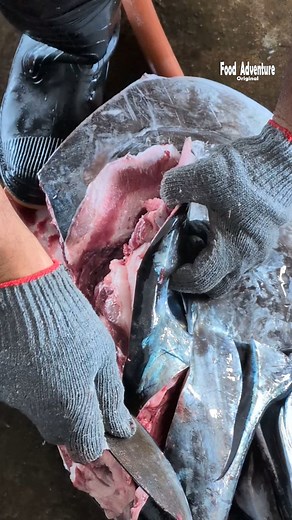 Weirdest food ever: eating giant tuna eyes 🔪 #FoodCuriosity #bluefintuna #DareToEat #fblifestyle #黑鮪魚 | Food Adventure