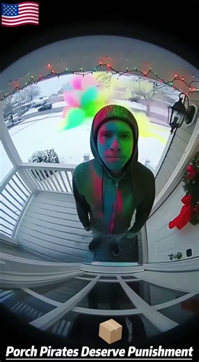 Porch exploding package box with glitter🏳️‍🌈✨🦄#porchpiratecaught #glitter #package #prank #fyp