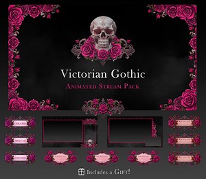 Gothic Animated Stream Pack: Skull & Rose Victorian Overlay - Etsy