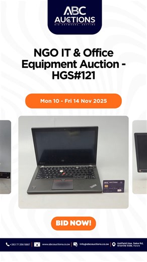 27 reactions | NGO IT & Office Equipment Auction - HGS#121 | MON 10...