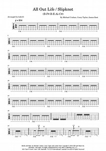 All Out Life by Slipknot - Guitar Tablature - Early Intermediate Digital Sheet Music | Sheet Music Plus