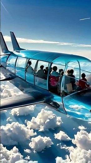 Glass Airplane Flying in the Sky | Transparent Plane View