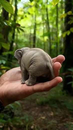 Tiny Baby Elephant Sitting on My Hand in the Forest 🐘🌿 | Cute Mini Elephant 4K