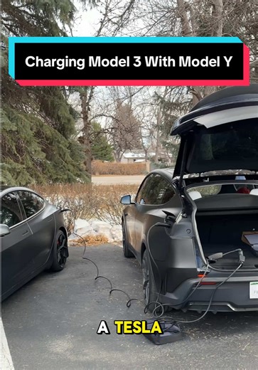 Charging my Model 3 with my new Model Y Performance 😳⚡️ #tesla #model3 #modelyperformance #teslatok #tiktokautotechcontest