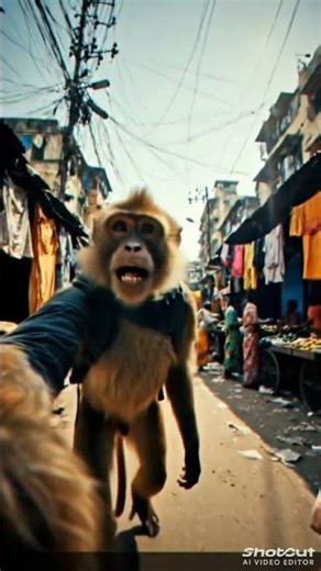 monkey blogging in tha slum #MonkeyVlog #MonkeyVlogging #ViralMonkey #FunnyMonkey #MonkeyLife