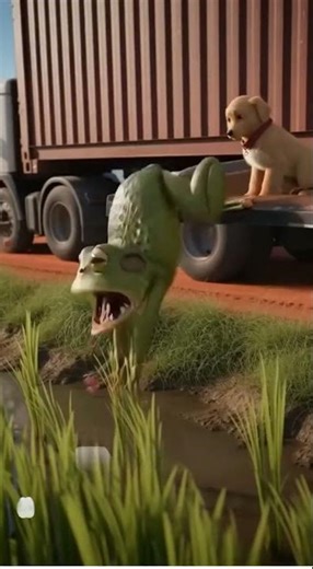Poor Puppy Rescue Frog From Caintaner Truck Must See #viralshorts