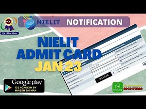 Nielit Admit card notification | Admit card Jan2023 exams