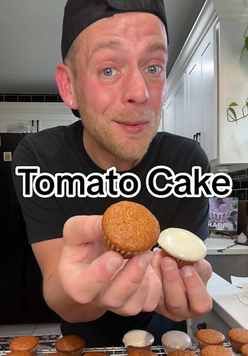 Anyone else wanted this Depression Era Tomato Cake? It’s worth the effort and tomato soup 😁 #tomatocake #tomato #cake #easybaking #fyp Tomato Cake 2 C. AP Flour 1 1/2 C. Sugar 1 tsp. Salt 1 tsp. Baking Soda 4 tsp. Baking Powder 2 tsp. Cinnamon 1/2 tsp. Nutmeg 1/4 tsp. Ground Cloves 1 Can Tomato Soup (10.75 oz.) 2 Eggs 1/2 C. Oil 1/2 C. Water 1 tsp. Vanilla Cream Cheese Frosting (optional) In a large bowl mix together flour, sugar, baking powder, baking soda, salt, cinnamon, nutmeg, and cloves.