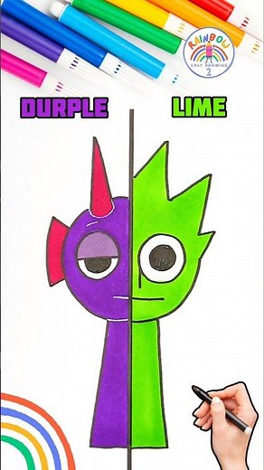 Draw Sprunki | Draw Sprunki Durple VS. Lime Easy Drawing 🌈🎮 #sprunki #drawing #shorts #gaming