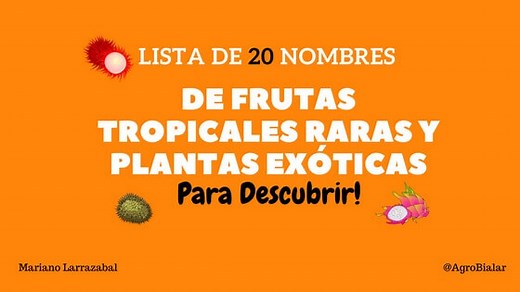 Lista de 20 Nombres de Frutas Tropicales, Exóticas y Plantas Raras. Imágenes