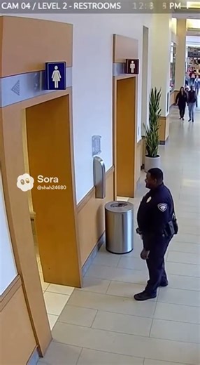 Little boy enters wrong restroom, security guides him back safely #CCTV #SafeMoment #USA #viral