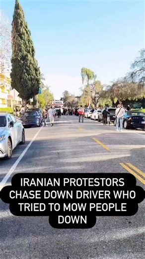 The Sit Down : A Crime History Podcast on Instagram: "Sunday 1/11 footage of anti Iranian regime demonstrators taking down the U-Haul driver who tried to mow down a rally in Los Angeles. Hundreds of people immediately chased this guy down, destroyed his truck, and neutralized him before the LAPD even got involved. Calor Madanescht, 48, was arrested on suspicion of reckless driving. He is being held without bail. Authorities allege he steered the truck into a protest Sunday afternoon near the Wil