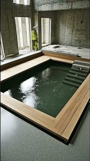 Sunken Living Room Transformed with an Indoor Fish Pond | Rustic Interior Design