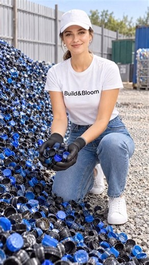 She Turned Old Bottle Caps Into a Stunning Modern Walkway