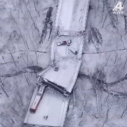 A two-lane bridge collapsed in Pittsburgh early Friday, prompting rescuers to rappel nearly 150 feet while others formed a human chain to help rescue multiple people from a dangling bus. New info the comment link. | WYFF News 4