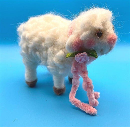 Needle Felted Lamb With Loopy Wool Coat, Handmade Sheep Art Doll, Spring Cottagecore Decor - Etsy