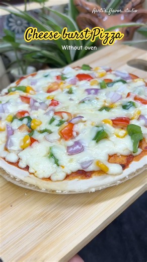 Try Cheese burst Pizza without oven at home l #pizza #pizzalover #eveningsnacks #easyrecipe #shorts