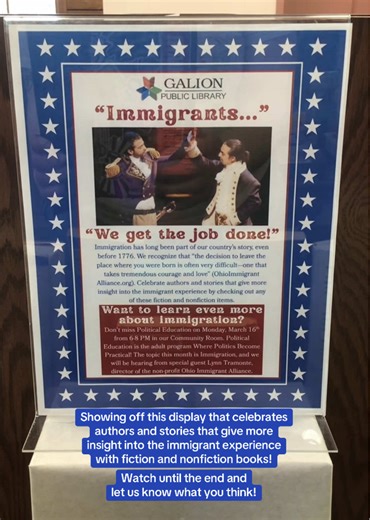 Sharing this display that celebrates authors and stories that give more insight into the immigrant experience to remind you about Political Education, the Program Where Politics Become Practical, which is happening TONIGHT! That’s right, join us TONIGHT, March 16th from 6-8 PM in our for Political Education. We’re so excited to be welcoming guest speaker Lynn Tramonte, executive director of the nonprofit Ohio Immigrant Alliance, over Zoom. If that’s not enough to get you in the doors, we always 