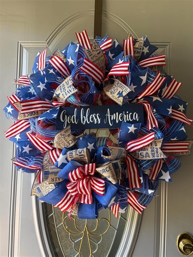 Air Force Patriotic Front Door Wreath for Armed Forces, Red White Blue Wreath for Him in Nursing Home Father’s Day Gift, Veterans Day Wreath - Etsy