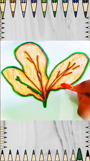 🍁 Easy Autumn Leaf Drawing #LeafDrawing #EasyDrawing