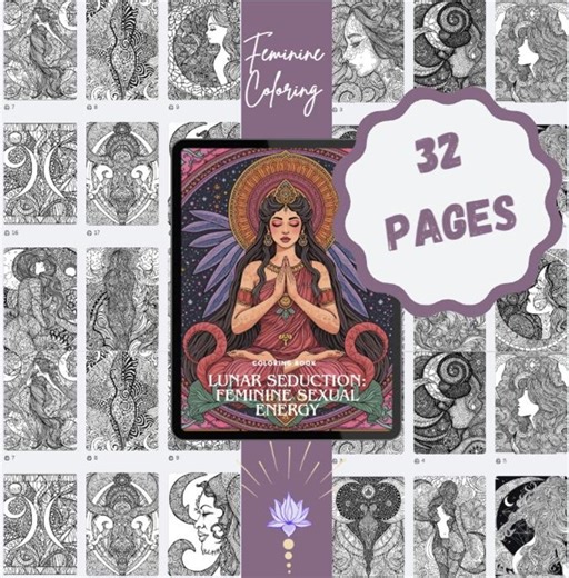 Tantric Energy Coloring Pages PDF | Lunar Seduction, Goddess Power | Instant Download - Etsy