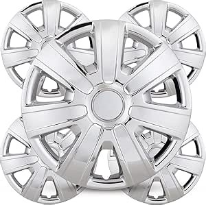 Winjet 15" Wheel Rim Cover Hubcaps, Universal Wheel Cover Replacement for Car Truck SUV for Toyota Volkswagen Nissan Honda Chevy Hyundai Ford Subaru Mitsubishi and Others Set of 4 (Chrome)