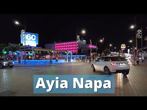 Evening walk in Ayia Napa in April - Cyprus [4k Ultra HD 60fps ]