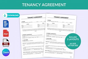 Tenancy Agreement Template | Printable Rental Lease Contract | Editable Canva, Word PDF for Landlords & Tenants - Etsy Canada