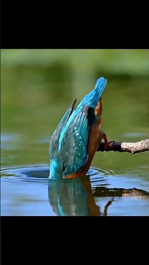 Kingfisher dives into water to catch fish🐦💦🐟 #wildlifeentertainment #drinkwater #wildliferescue