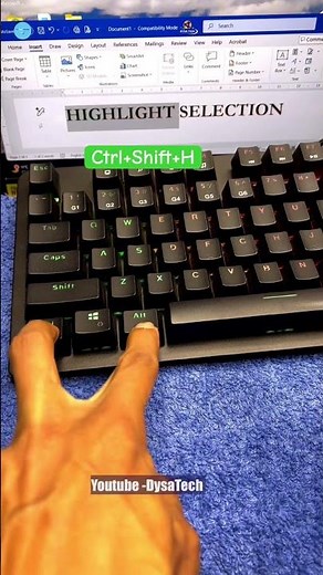 Computer 💻 Shortcut Key For Highlighting Text in Ms Office Word #keyboard #shortcutkeys #tricks
