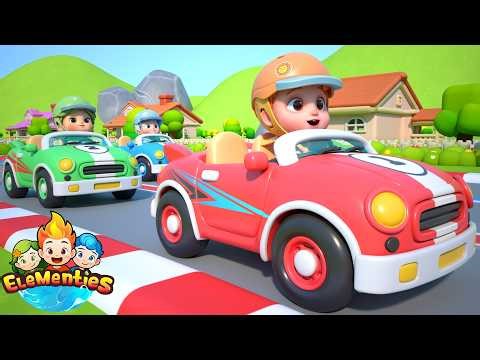 Shopping Cart Race Song 🏁 Who's the FASTEST? | Elementies Nursery Rhymes for kids