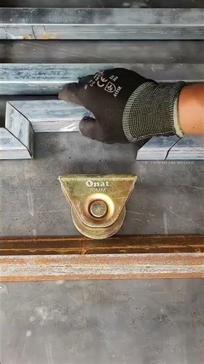 Square tube pulley installation!#Work gloves #Setting ruler #Marker pen #Metalworking