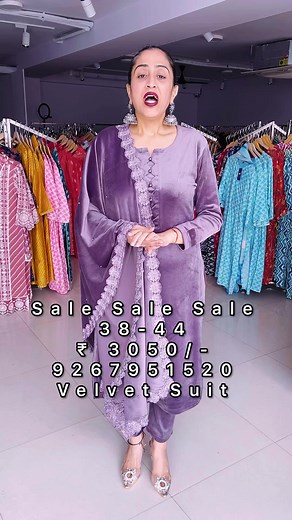 3.5K views · 34 reactions | Sale Sale Sale….38-44, ₹ 3050/-…Velvet Suit…Book now 9267951520 | Asin Boutique | Facebook