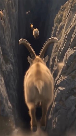 Mountain Goats, Extreme, Insane Jumps😱🐐🏔️#MountainGoats #ExtremeNature #AIShorts