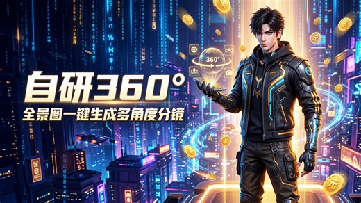 360° 全景图一键生成多角度分镜，告别频繁抽卡！